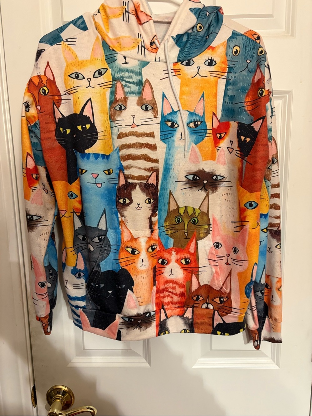 Colorful Cats Print Pet Hoodie - Multi-Colored small adult